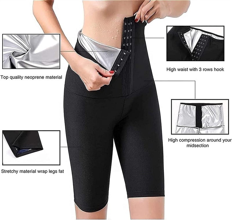 ويوبلز بنطال ساونا نسائي حراري لتنحيف الجسم والخصر، شورت عالي الخصر للساونا، بدلة ساونا رياضية، بنطال ضيق قابل للتعديل لتنحيف الخصر - Image 2